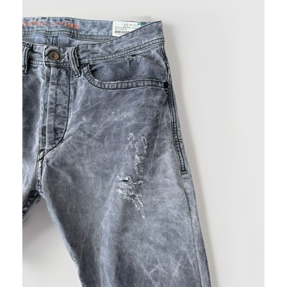 Diesel Jeans Mens 30 Black Denim Braddom Regular Slim Carrot Dark Wash - Picture 3 of 9